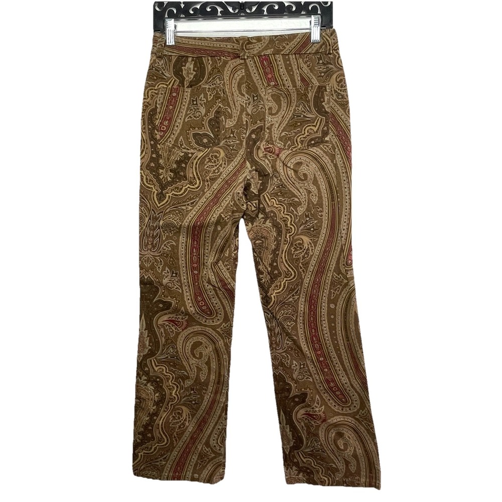 VTGRalph Lauren Paisley Corduroy Velvet Pants Womens 6P Brown‎ Dark Academic - Picture 10 of 13